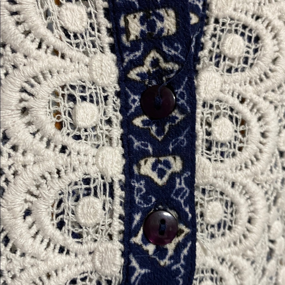 Blair Boho smock style patchwork lace trim multicolor top size XL - Picture 5 of 14